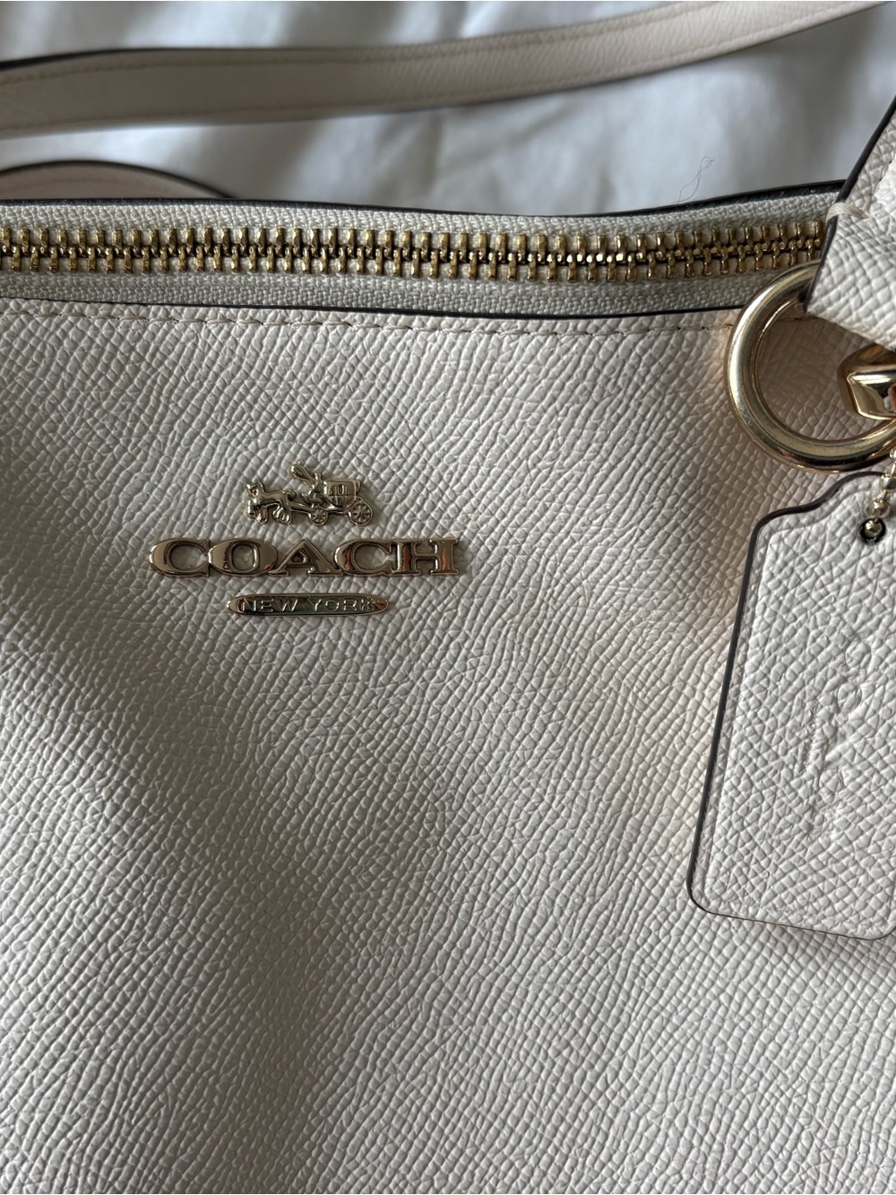 COACH Ava Tote F57526 White Crossgrain Leather Gold Hardware
